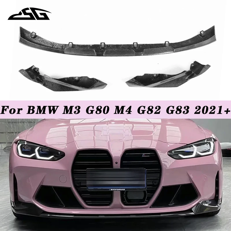 For BMW M3 G80 M4 G82 G83 Carbon Fiber Front Bumper Lip Splitter Diffuser MP Style Side Canards Apron Body Kit