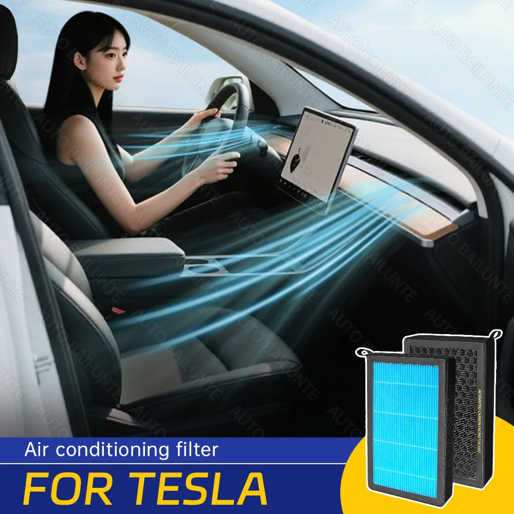 

For Tesla Model 3 Model Y 2017 - 2024 2025 Car Air Filter HEPA Activated Carbon Cabin Air Filter Replacement Accessories