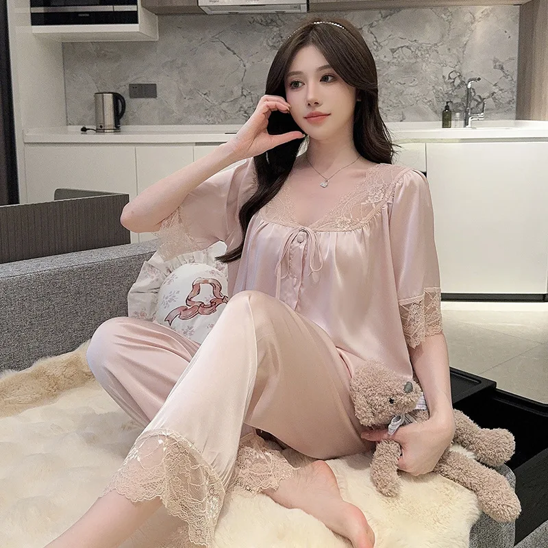 Floral Print Lace Sexy Camisole Nightgowns Night Dress Night Dresses Lady Outfit Lounge Women Pijama Sleepwear Pajama Nightwear