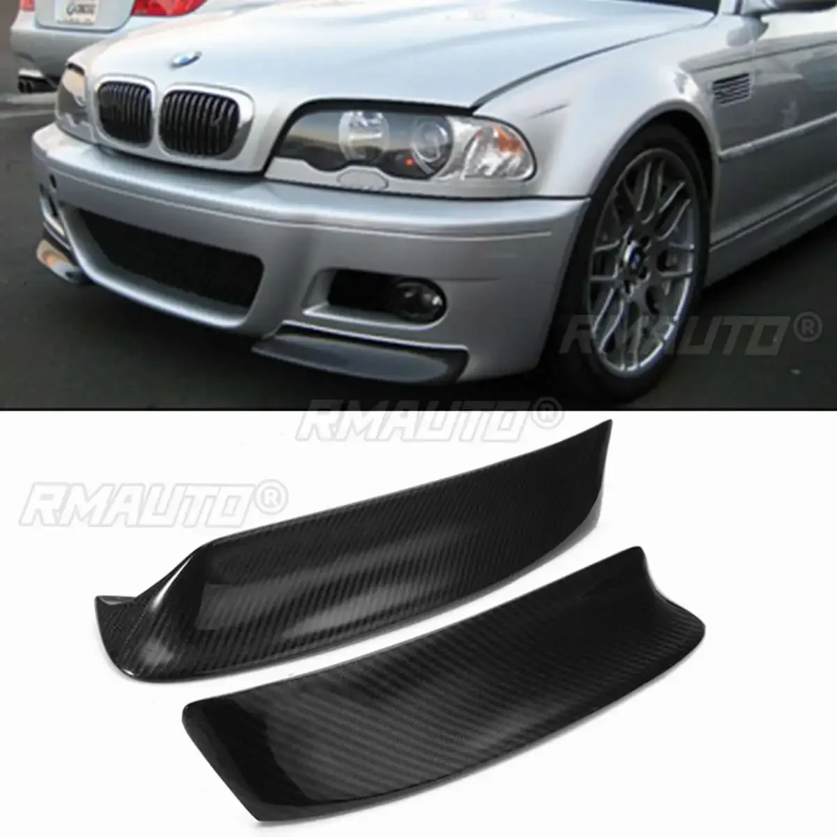 

BMW E46 M3 1999-2006 1 Pair Real Carbon Fiber E46 M3 Automotive Front Bumper Separator Lip Diffuser Duck Line Protector