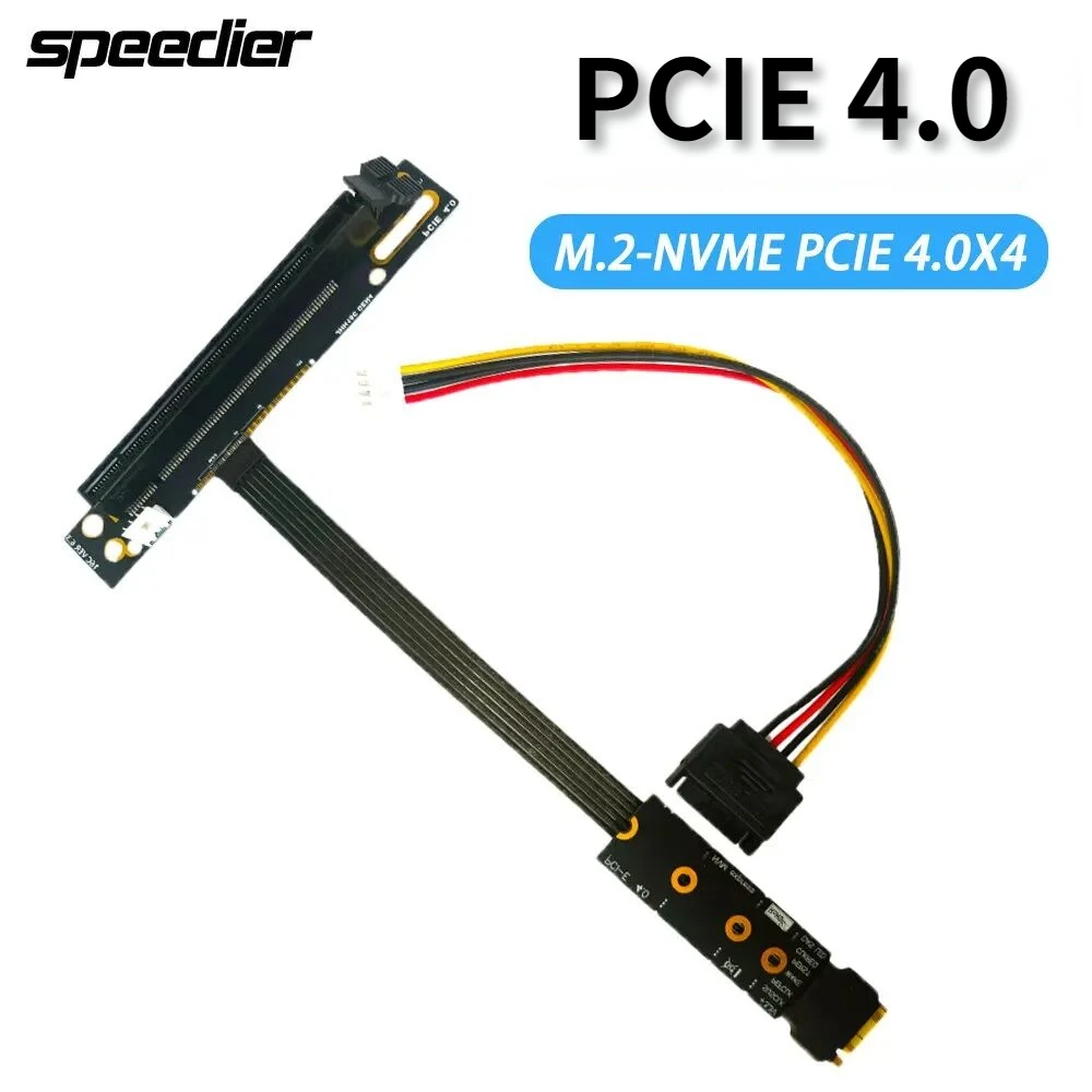 

64Gbps PCIe 4.0 X4 Gen4 Adapter Cord GPU PCIE 4.0 X16 to M2 M.2 M-Key Nvme SSD Riser Jumper Extender Motherboard Extender es CPU