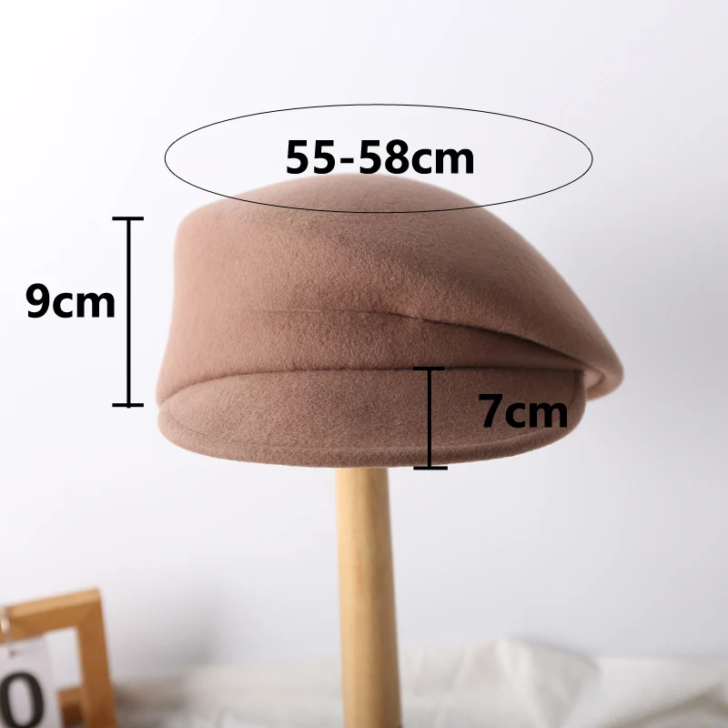 Japan Curved Eaves Wool Beret Women Autumn Winter Felt Fedora Black Painter Hat Female Warm Octagonal Hats Classics Walking Cap