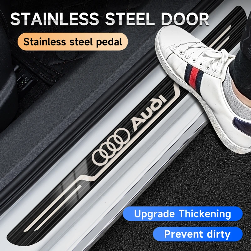 

For Audi A3 A4 A5 A6 A7 A8 Q1 Q2 Q3 Q5 Q7 Q8 Stainless Steel Threshold Bar Scratch and Wear Resistant