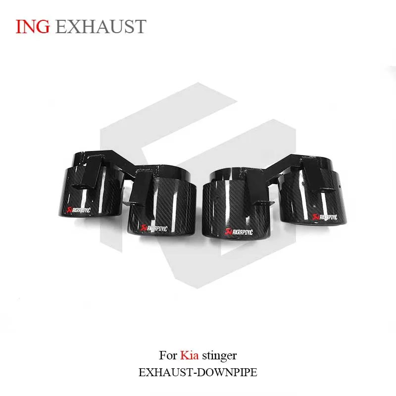 

ING Car Accessories Exhaust Tips For KIA Stinger Car bon new pattern Fiber Four Exits Tail Pipe