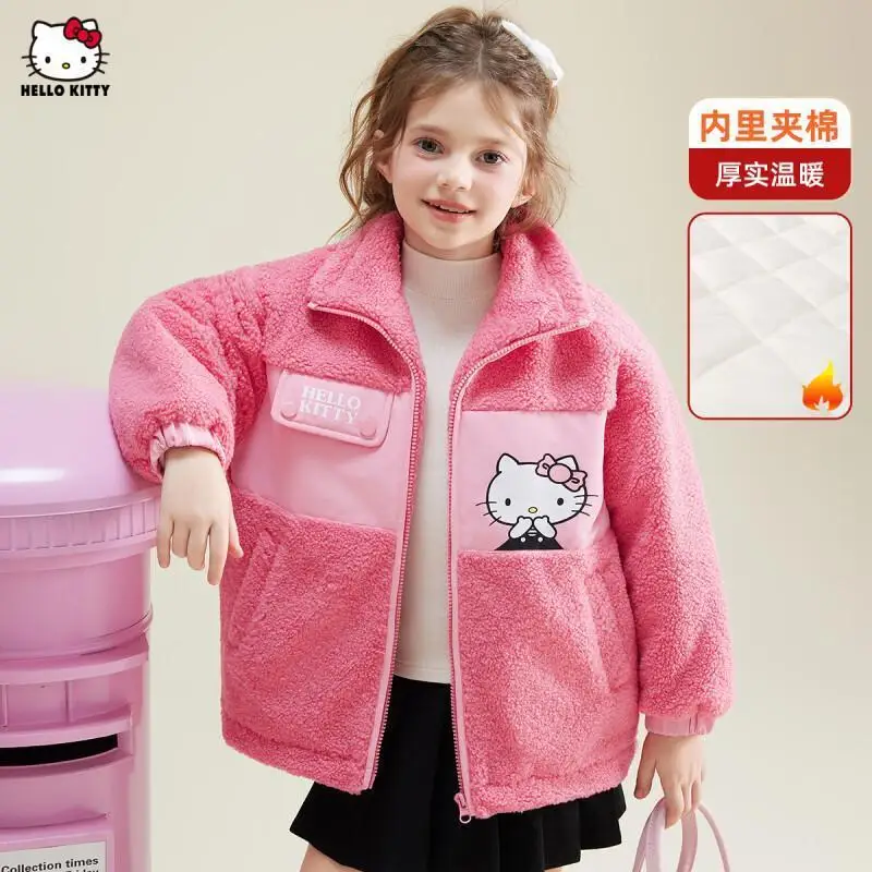 

Kawaii Y2k Anime Children's Clothing Is Warm and Cozy Pink a Girl of Medium to Large Size Sanrio Hello Kitty HelloKitty Coat