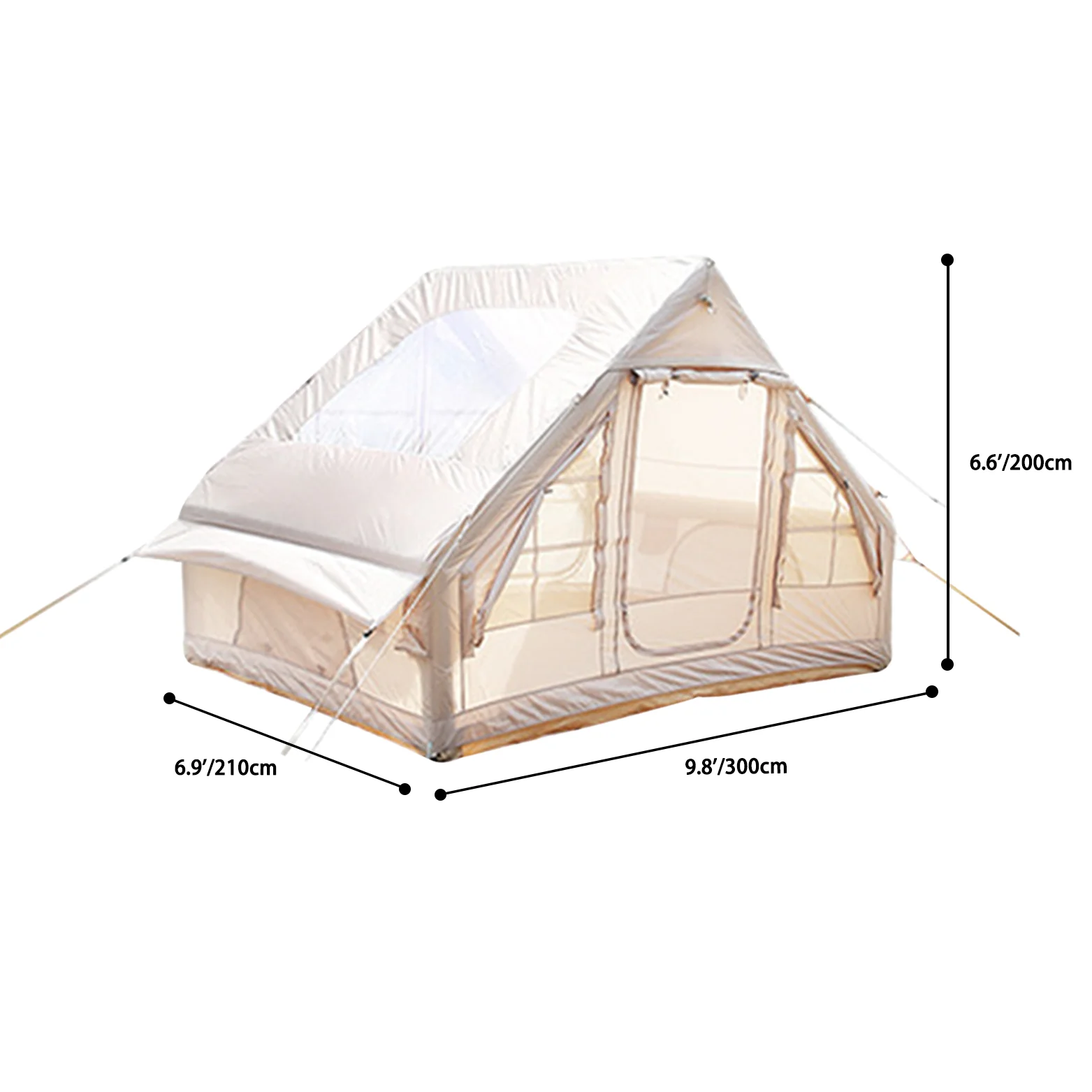 6.3sqm Lightweight Inflatable Ridge Tent with Large Skylight, Portable 300D Oxford Stargazing Air Tent, Double Doors view 5