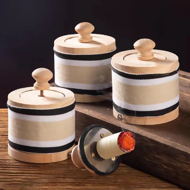 New Design Portable Moso Bamboo Moxibustion Box Low-Smoke Moxa Jar for Traditional Chinese Medicine Therapy