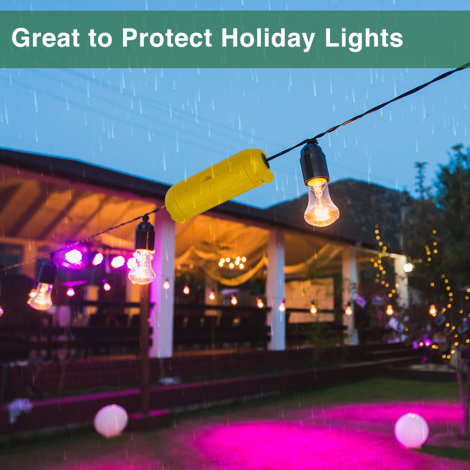 Boîte de connexion étanche IP44, 2 paquets, couvercle de rallonge pour lumières de décoration de vacances/prises extérieures/prise électrique