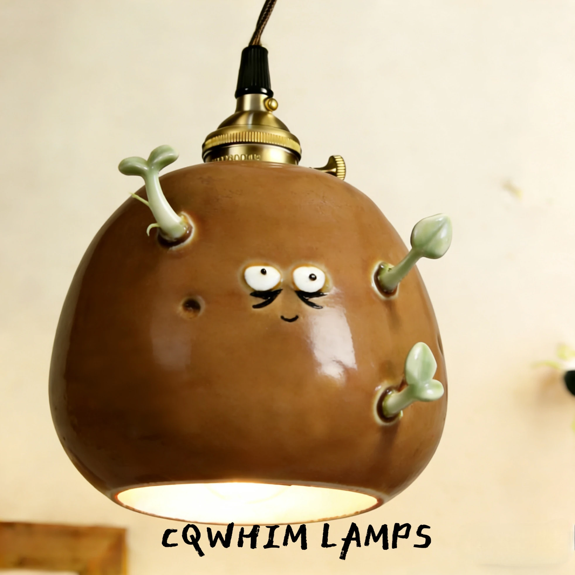 

Керамический подвесной светильник ручной работы в виде картофеля, милая лампа-гирлянда в виде ростка для домашнего декора