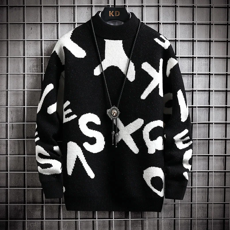 Winter Sweater Men Cashmere Pullover Men Fashion Knit Loose Mens Sweaters Harajuku Streetwear Soft Warm Men Clothing