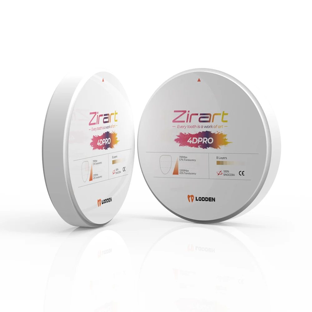 LODDEN 4D Pro Mehrschichtige Zirkonoxid-Dentalblöcke für CAD/CAM Kronen und Brücken 98x10-25mm 43%-57% Hohe Festigkeit 43%-57% – Detail 11