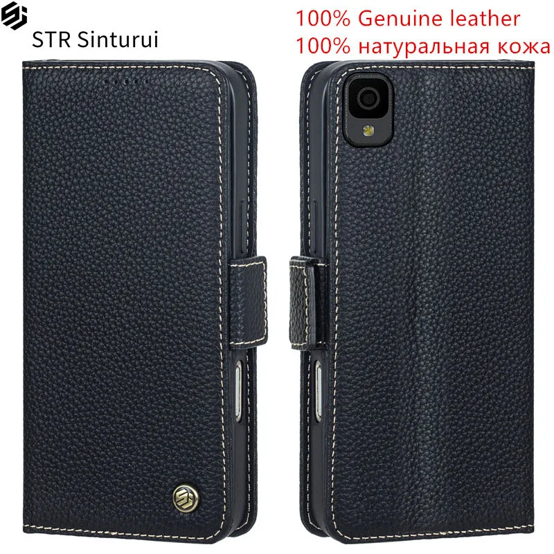 

STR 100% Genuine leather lychee grain card Slot Wallet Cover For TCL Ion X 30 SE LE V 5G 30+ TCL30 30E 306 305 Flip phone Case