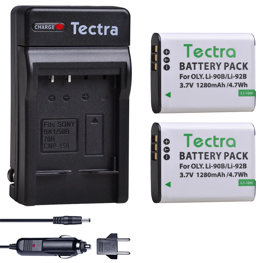 1280mAh Li-90B Li-92B Battery OR Charger Set for Olympus Tough TG-6, TG-5, TG-Tracker, TG-1 iHS,TG-2 iHS,TG-3 TG-4,SH-1,SH-2