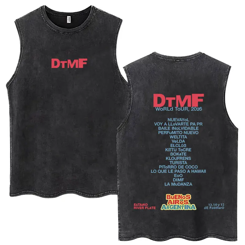 Neue Grafik 2026 Washed Fashion Sommer Retro Tanktops Bad Bunny Debi Tirar Mas Fotos DTMF Herren Y2K Loose Cotton Oversized Westen
