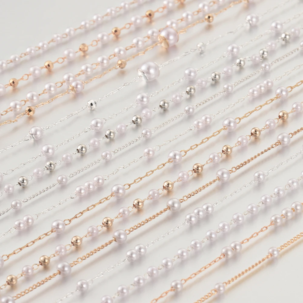 1 متر تقليد اللؤلؤ النحاس سلسلة DIY بها بنفسك النمط القديم شرابة إكسسوارات الشعر أقراط قلادة صنع المجوهرات الملحقات