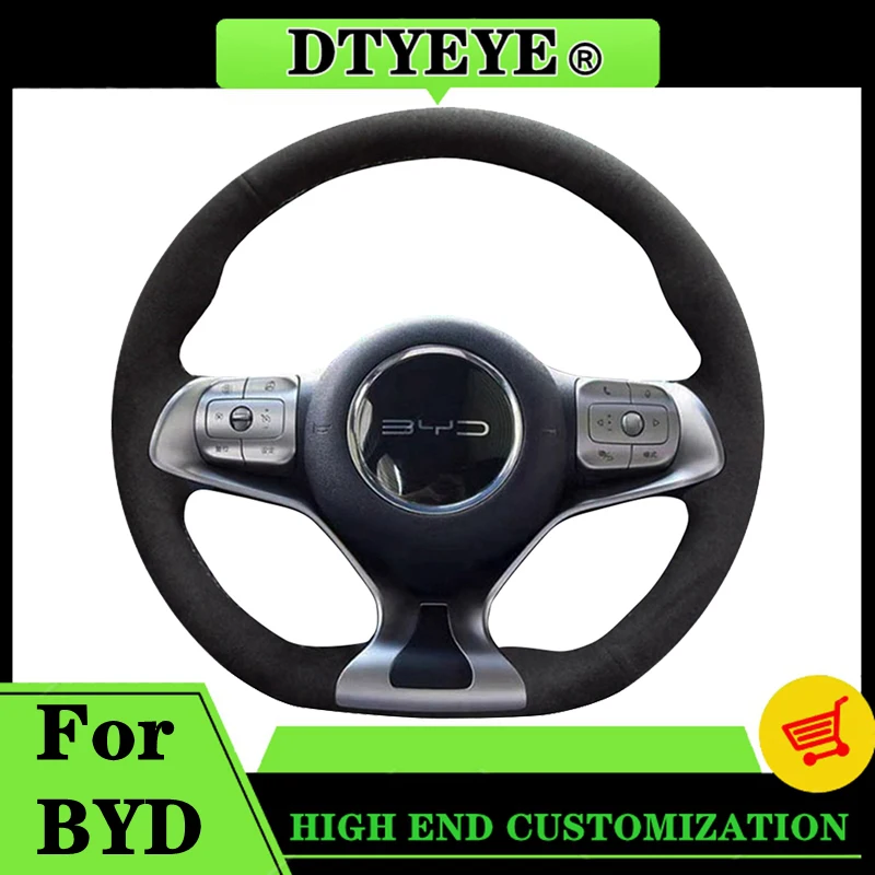 

Customized Car Steering Wheel Cover For BYD Atto 3 EV 2022 2023 Car Interior Accessories DIY Suede Original Steering Wheel Braid