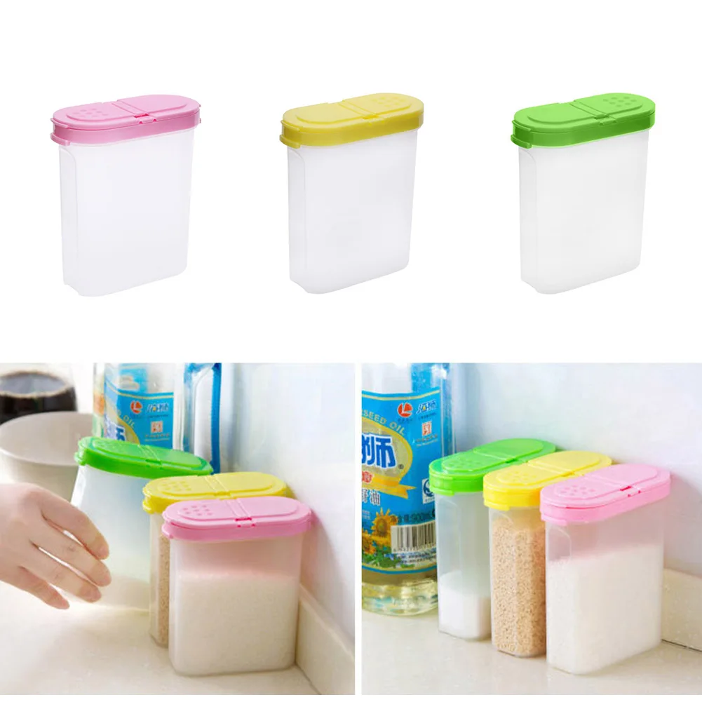 High-quality Brand-new Easy To Use Clear Spice Jars 1* ABS Material Clear Spice Jars Double Lid Pink Spice Bottles