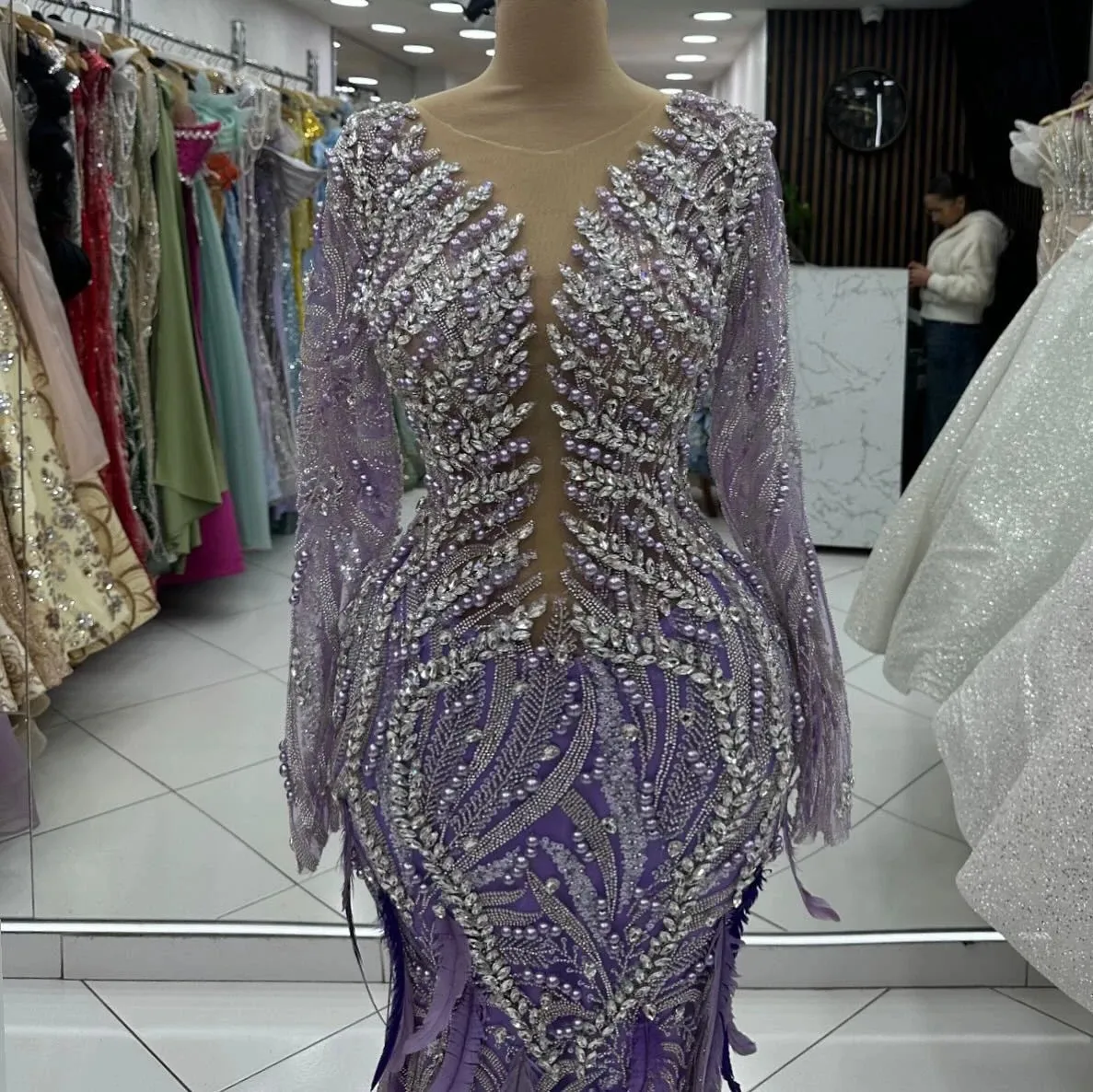 

Vintage One Shoulder Pearl Mermaid Designer Evening Prom Dress Customization Awards Ceremony Dress Wedding Party Dress