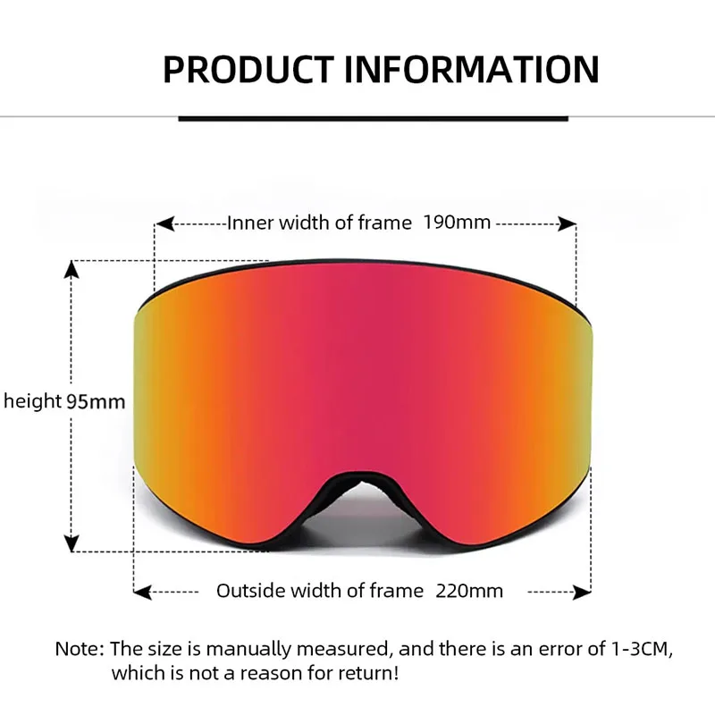 Men Women Ski Goggles Double Layers Anti-fog HD Snow Skiing Glasses Professional Snowboard Goggles Eyewear Windproof Glasses