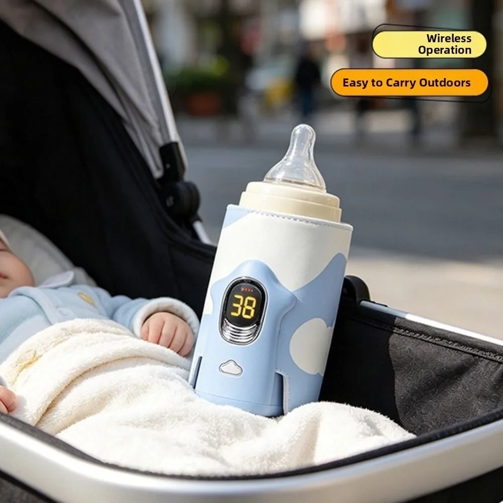 Multifunction Baby Bottle Warmer LED Display 6 Heat Level Breast Milk Warmer Insulated Wireless Bottle Warmer Sleeve