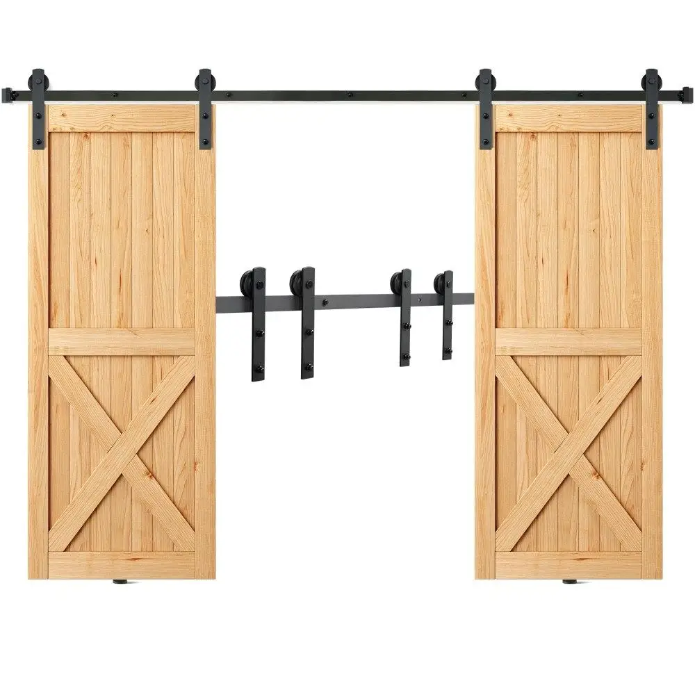 

Heavy Duty Barn Door Hardware Kit for double Doors 330LB Smooth Silent Pulley 3.7-4.3FT Wide 1.3-1.8THICK