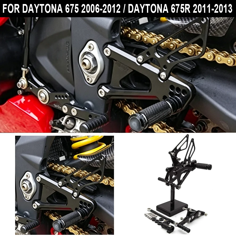 

For TRIUMPH DAYTONA 675 2006-2012 / DAYTONA 675R 2011-2013 Motorcycle Aluminum Rearset Rear Set Footpeg Foot Rest Peg Footrest
