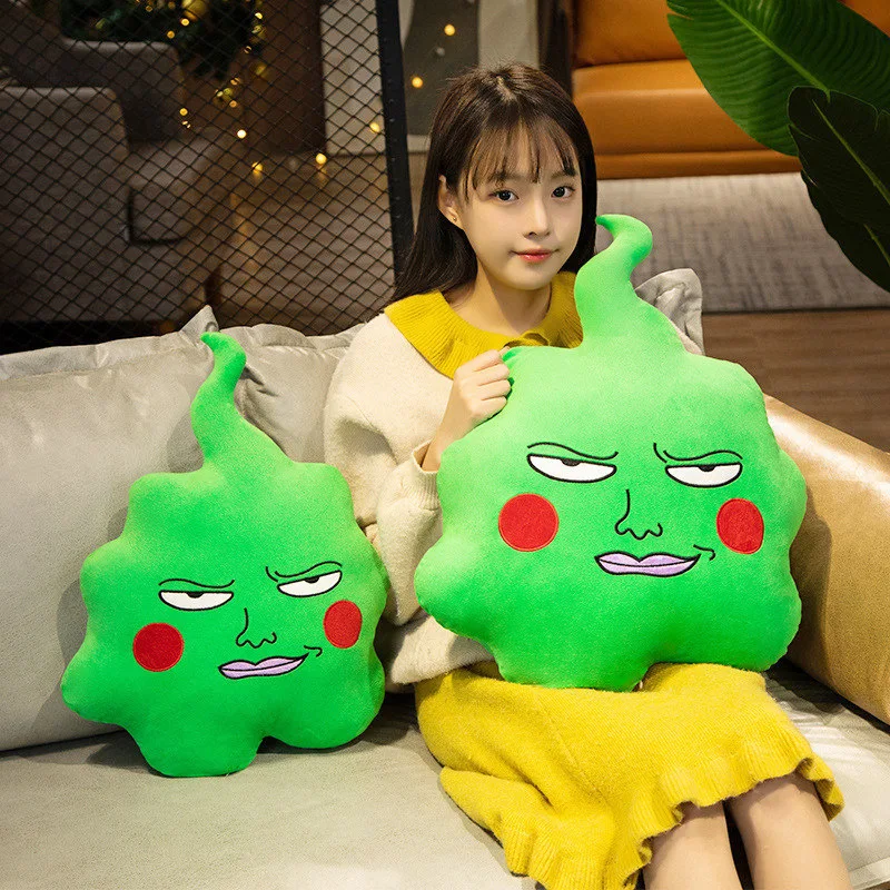 

Cartoon Anime Psionic Power 100 Dimple Children Throw Pillow 45cm Creativity Toy Doll Green Model Sofa Decoration