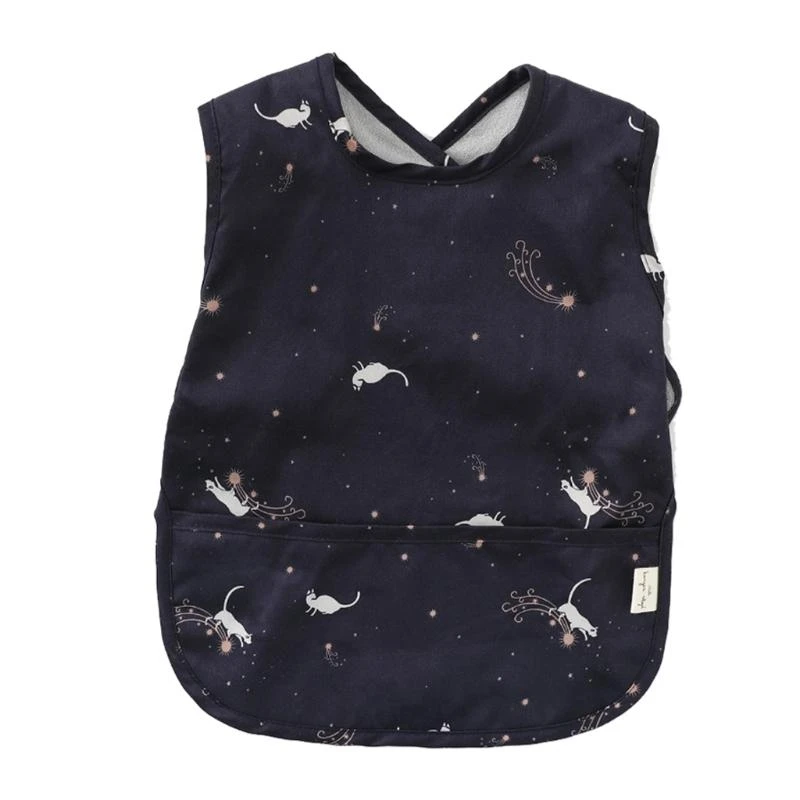 

J15U Детский нагрудник для слюней, ткань для отрыжки с карманной сумкой, водонепроницаемая ткань без рукавов для кормления, для