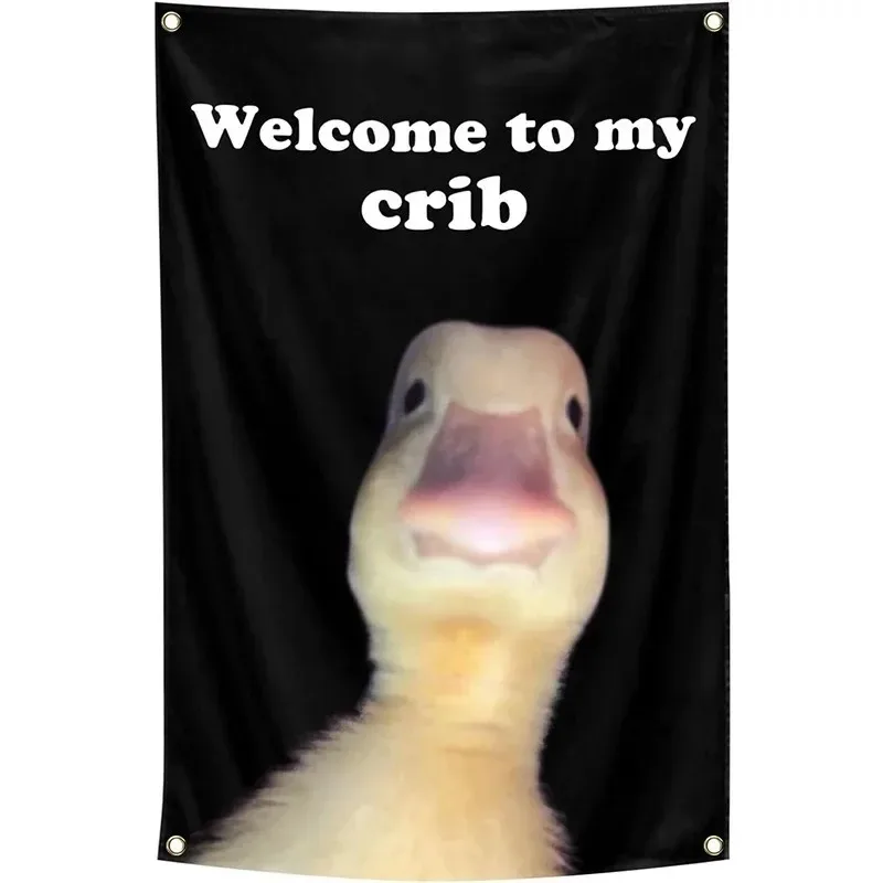 Welcome to My Crib Flag 60x90cm Funny Flags with 4 Shiny Grommets for Tapestry Dorm Room Home College Decor Wall Hanging Flags