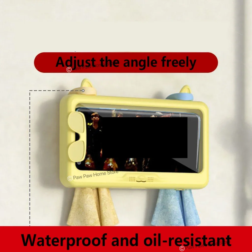 Soporte para teléfono de ducha impermeable a prueba de salpicaduras 360 °   La rotación se puede tocar el soporte de la caja del teléfono de la ducha para la pared de la cocina del bañera del baño