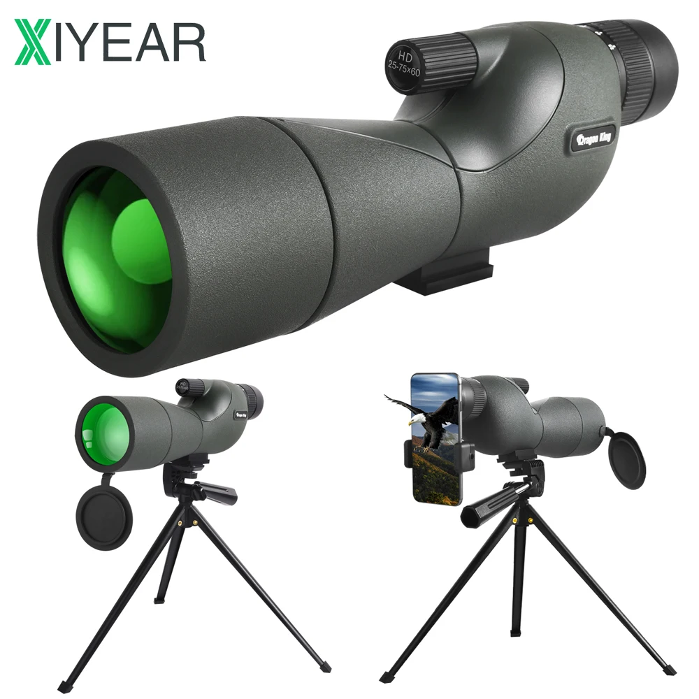 

25-75x60 Spotting Scopes With Tripod Carrying Bag And Smartphone Adapter Straight Spotter Scope For Hunting Bird Watching