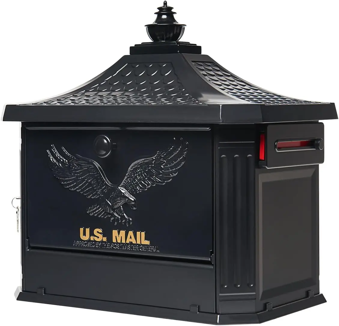 Architectural Mailboxes Cast Aluminum Locking Post Mount Mailbox Compatibility Code C HM200BAM Black Large Capacity