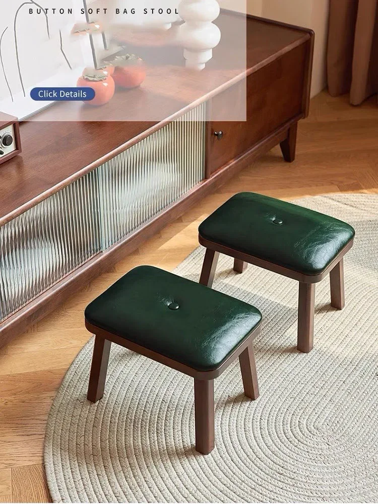 

Living Room Furniture Soft Seat Cushion Stool Solid Wood Small Tabouret Household Bench Light Luxury Retro Shoe Changing Stools