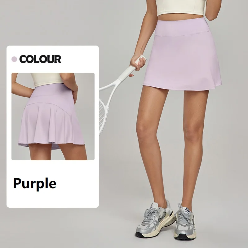 Women's High-Waist A-Line Yoga Skirt Anti-Transparent Casual Sports Short Skirt with Pockets for Fitness And Tennis