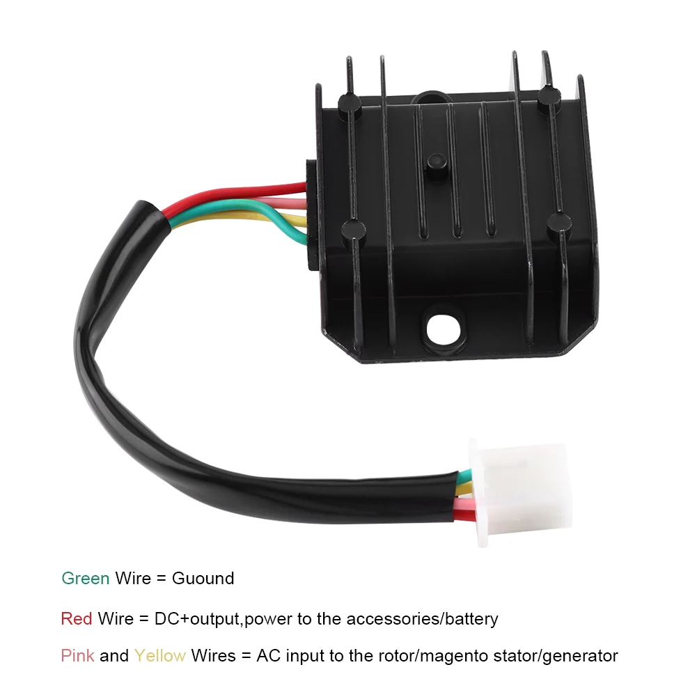 Aluminium Alloy 12V 4 Wires 4 Pin Voltage Regulator Full Wave Rectifier For 150-250CC Motorcycle Motorbike Scooter Moped