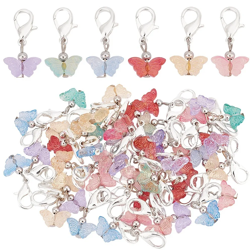 

1 комплект стеклянных украшений бабочка смешанного цвета 29 мм 60 шт./компл.