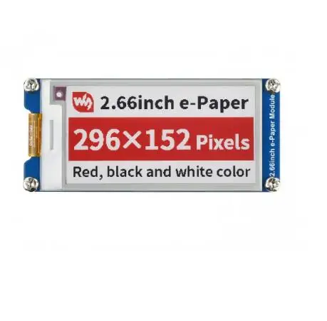 

Waveshare 2.66inch e-Paper Module (B),E-Ink Display,296×152, Red / Black / White, SPI