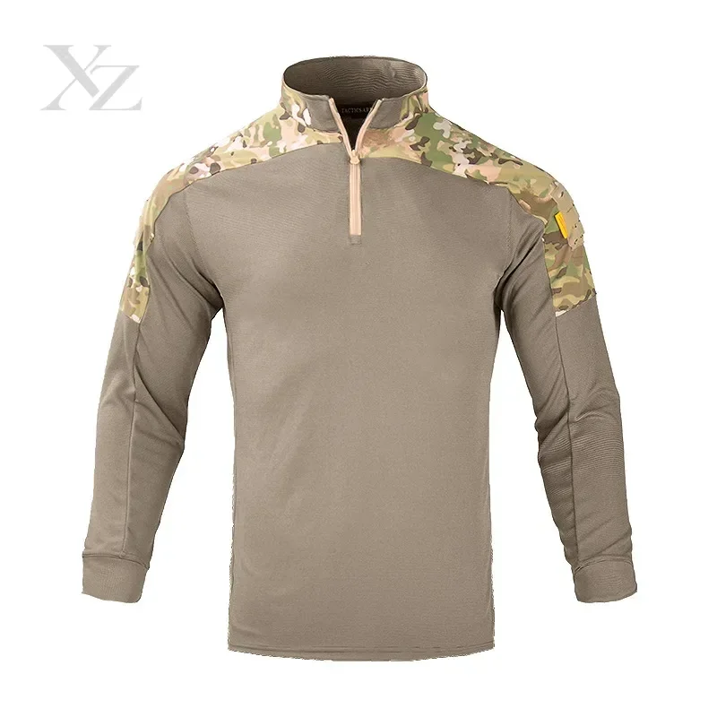 Hot Sale Men's Tactical Long Sleeve 1/4 Zip Shirt – Breathable Quick Dry Military Combat Top for Outdoor Hiking Hunting Work