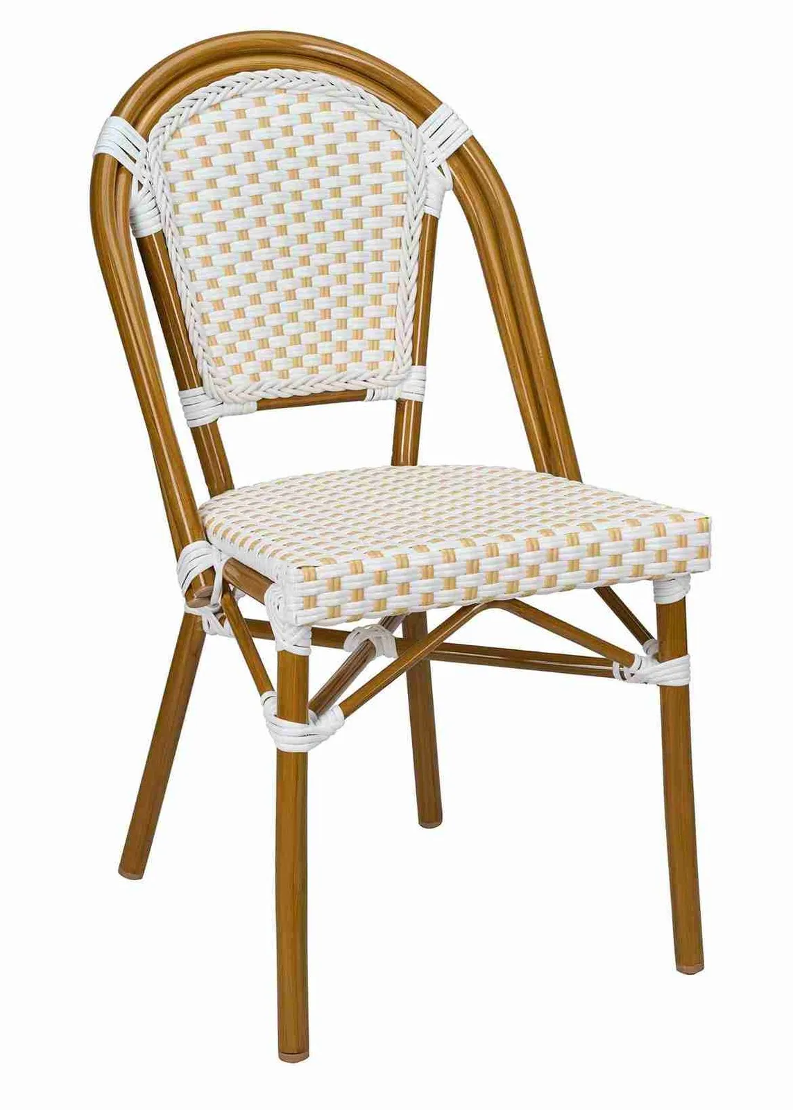 

White and Beige French Bistro Patio Dining Chair by Chivari
