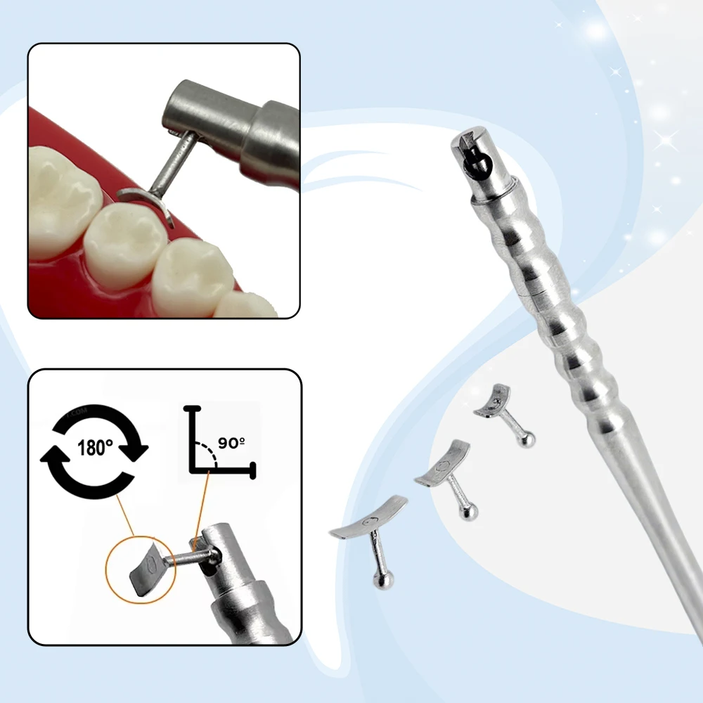 Stainless Steel Dental Socket Shield Retractor Gingival Protector with 3 Interchangeable Tips for Gum Isolation