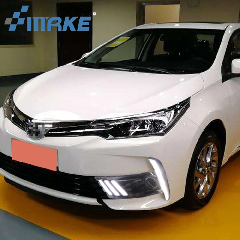 

Автомобильные светодиодные дневные ходовые огни для Toyota Corolla 2017 2018, с указателем поворота, янтарная лампа, дневной свет, DRL в сборе