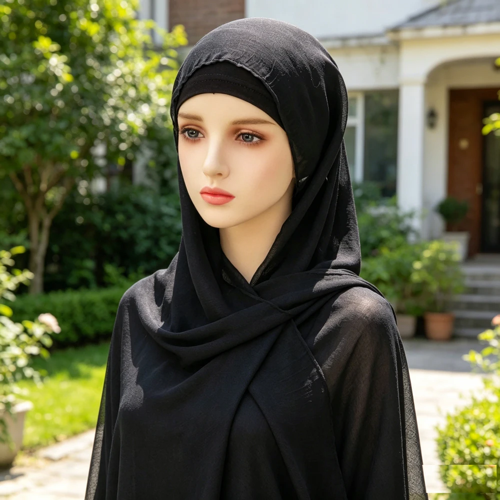 

Modal Solid Color Headscarf Shawl with Inner Cap Underscarf Muslim Hijab Women Bonnet Inner Hat Wrap Beanies Islam Headwear New