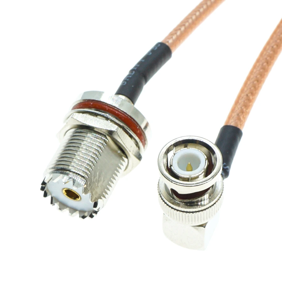 RG400 BNC Male Right Angle to UHF Female SO239 Bulkhead RF Coax Pigtail Jumper 50ohm double shield Cable