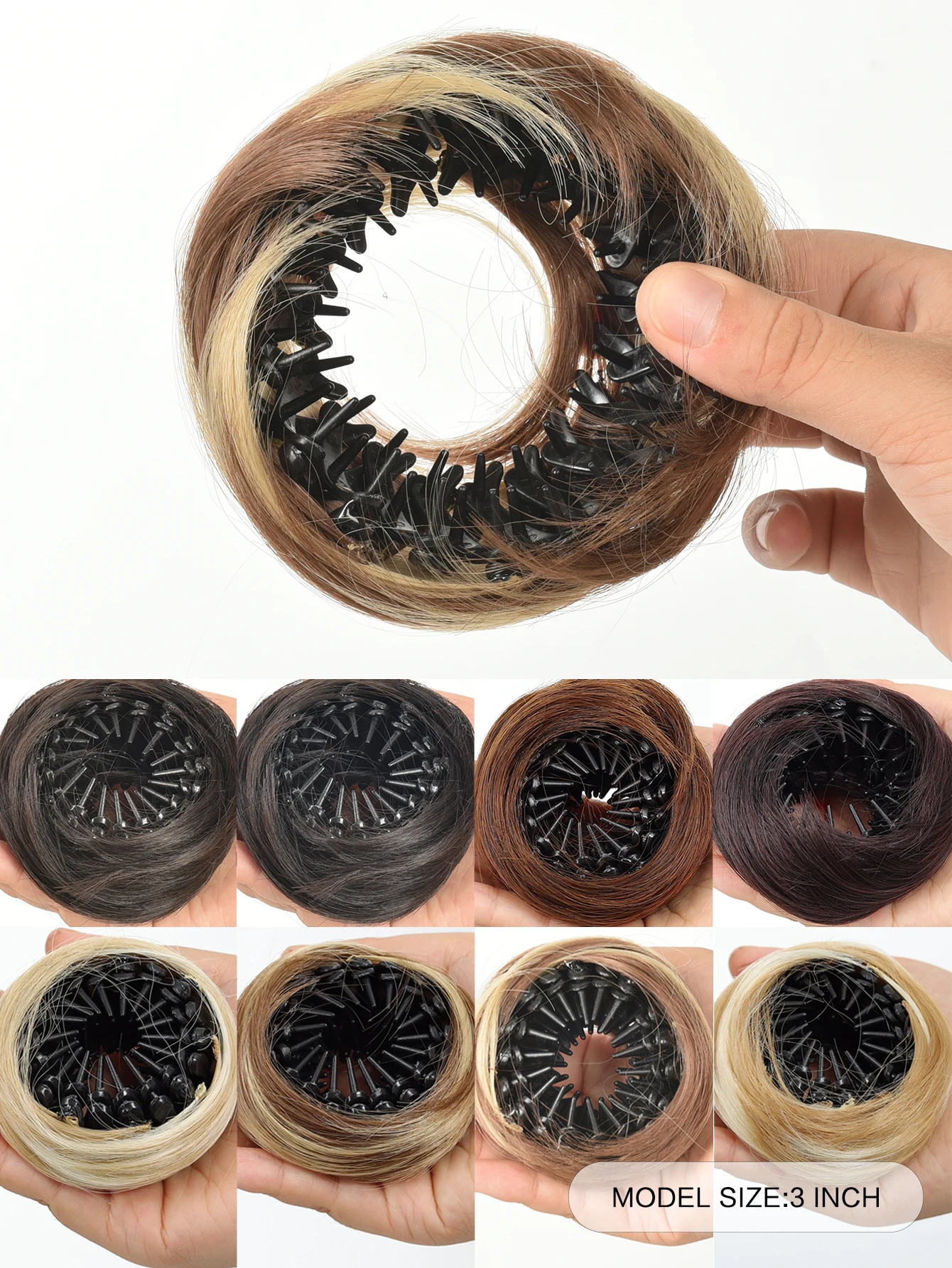 4 Polegada coque de cabelo sintético mágico com círculo clipes elásticos em linha reta donut updo peruca de cabelo em forma de ninho de pássaro retrátil hairpieces