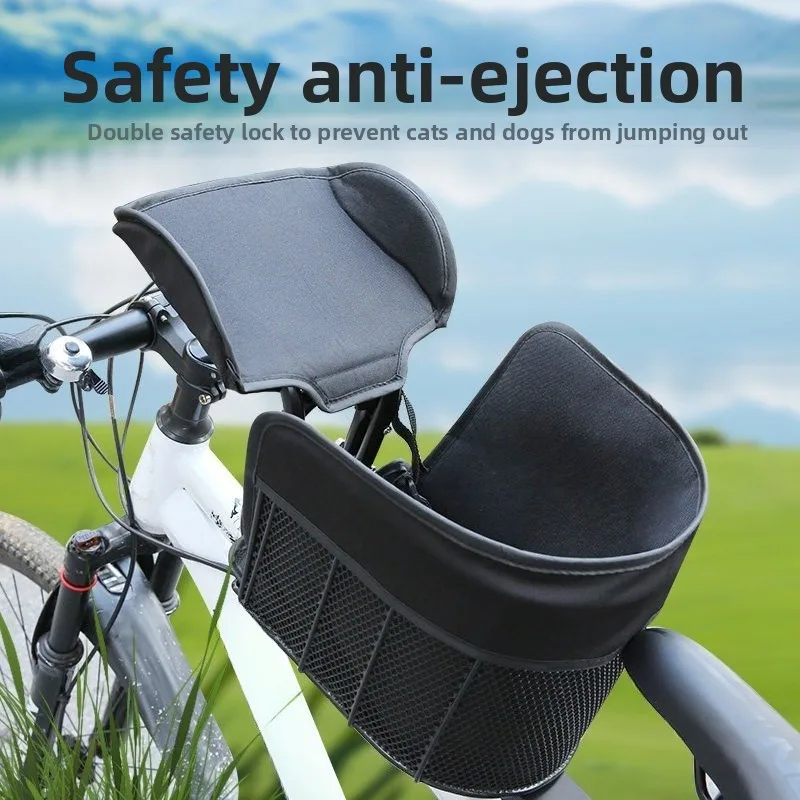 Bicycle Front Pet Seat Carrier Basket Portable Riding Travel Bag for Small Dog Cat Fit Mountain Road Bicycle Outdoor Cycling Use