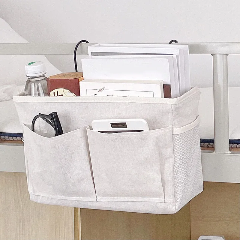 Multifunctional Bedside Sofa Hanging Storage Bag, Fabric Hanging Basket Bedside Shelves for Dormitory and Apartment Storage