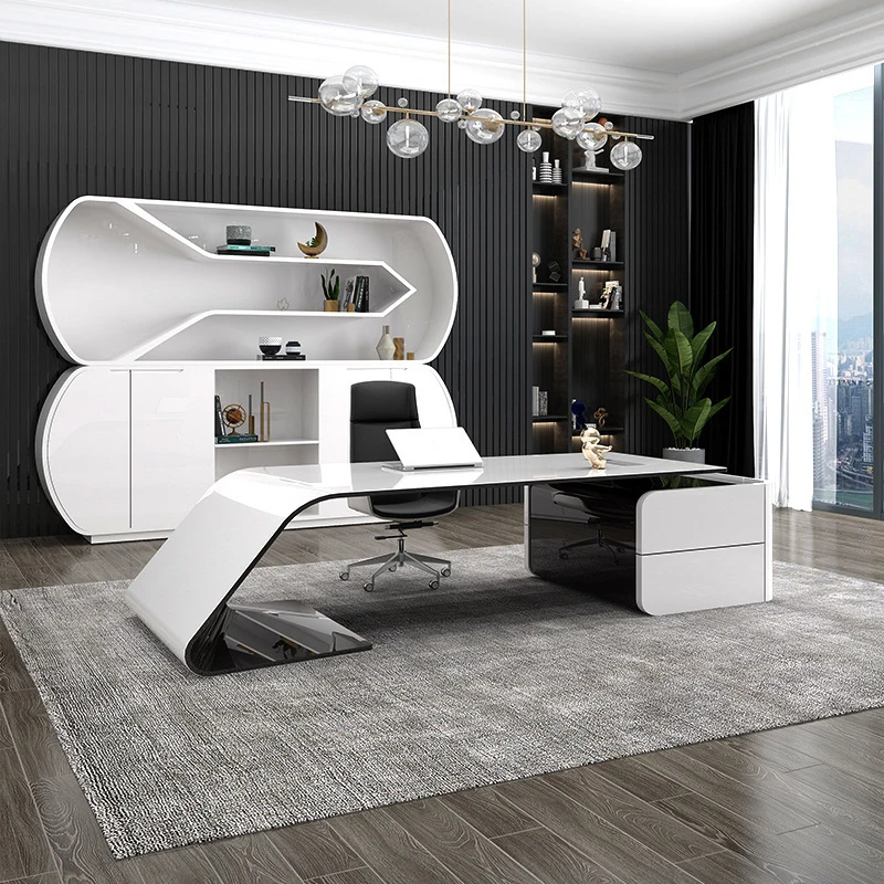 

Painted , Tech-Savvy Office , Simple Modern CEO Executive , Light Luxury Stylish Manager Desk And Chair Se