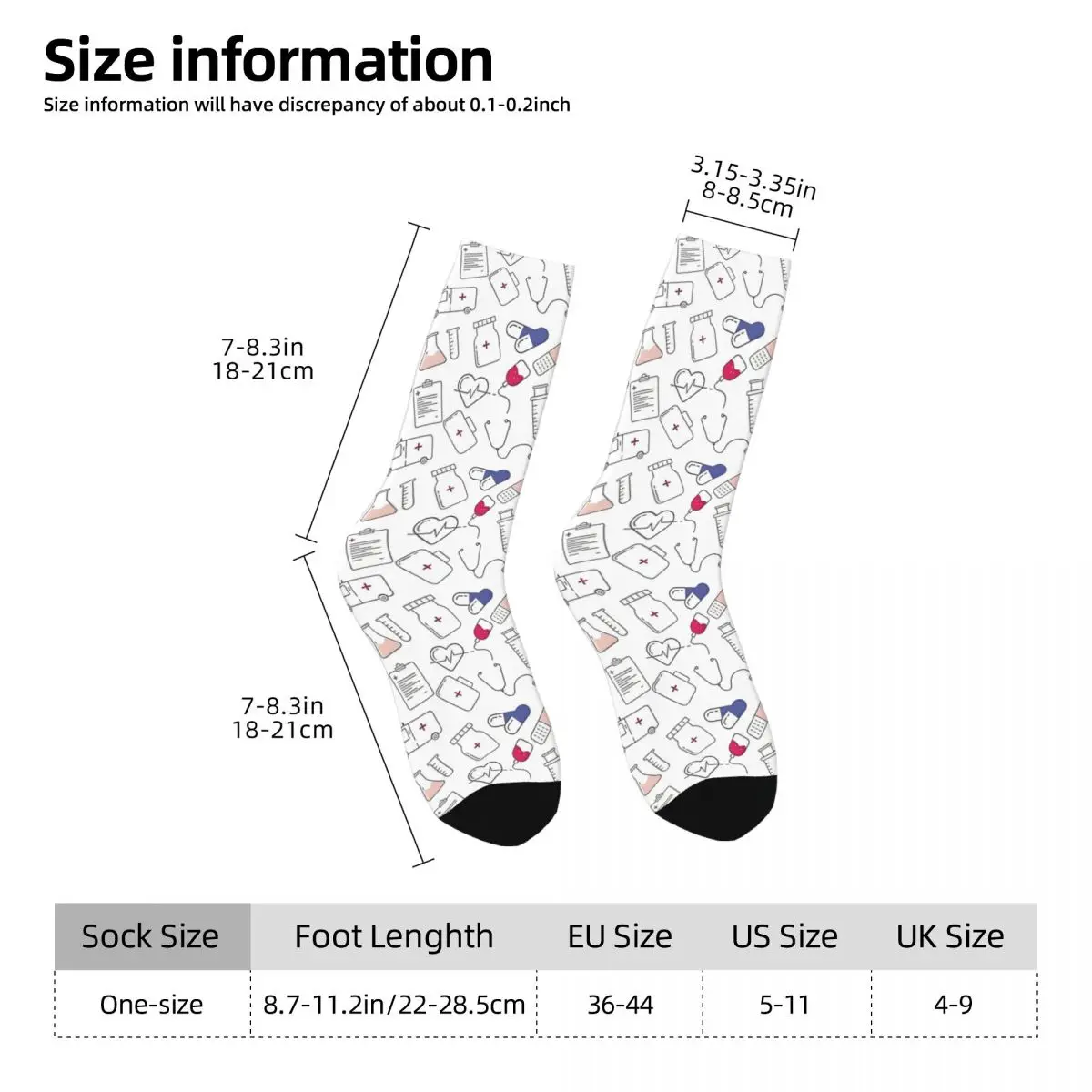 Medical Pattern Gift For Healthcare Worker NHS Stockings Pattern Socks Winter Non Slip Socks Women Men Running Medium Soft Socks