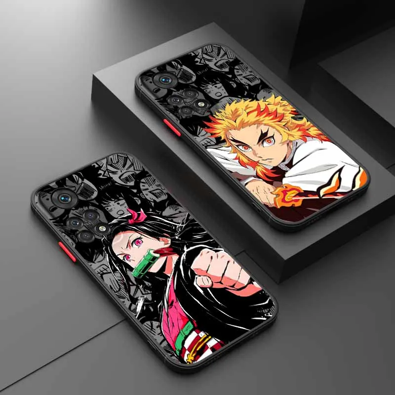 

Demon Slayer Anime Cute For Xiaomi Redmi Note 14 13 12S 12 Turbo 11T 11E 11S 10S 10 Pro Plus Max Frosted Phone Case
