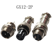 1PC 12mm 2Pin Aviation Socket Male Female Socket Wire Panel Connector Aviation Circular Plug GX12-2Pin